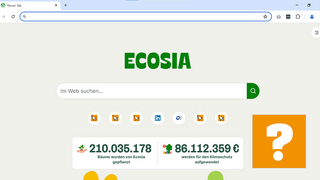 Startseite der Suchmaschine Ecosia